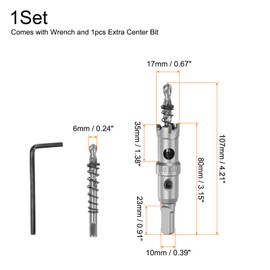 QUARKZMAN Metal Hole Saw TCT Carbide Cutter 17 mm / 0.67 Inch Diameter for Stainless Steel Metal Aluminium Alloy Copper Brass Plastic with Extra Centre Bit