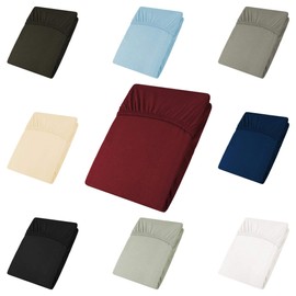 CelinaTex Active Fitted Sheet 140 x 200-160 x 200 cm Bordeaux Red Cotton Bed Sheet Jersey Sheet