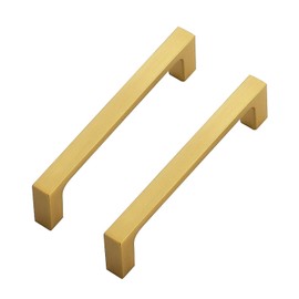 Ravinte 5 Pack Solid 4 Inch Kitchen Square Cabinet Handles Brushed Brass Cabinet Pulls Drawer Pulls Kitchen Cabinet Hardware Handles