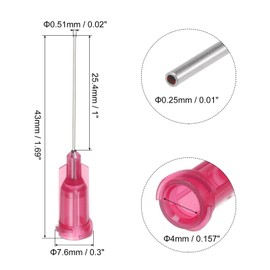 sourcing map Industrial Blunt Tip Needle 25G 1 Inch Length with Luer Lock Screw Interface Connector, Dispensing Needle for Liquid Glue Gun, 40 Pcs (Red)