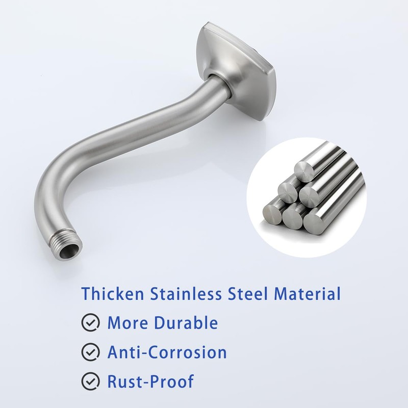 SWHYGER 8 Inch Angled Shower Arm Extension with Flange, Brushed