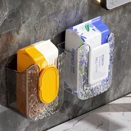 Kitchen Wipes Storage Box, 2024 New Non-Slip Flushable Wipes Holder for Bathroom Toilet, Wall-Mounted Clear Wet Tissue Dispenser Container Box No Punching Refillable Keeps Baby Wipes Fresh Case