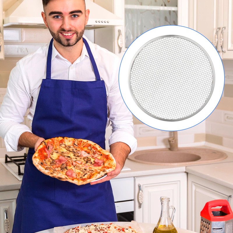 6 Pack 10 Inch Aluminum Pizza Screen, Seamless Round Non-Stick