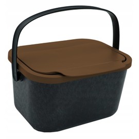 Practic Mini Bini Biowaste Bin 4.5 Litre Fragrance Filter Container in Lid Biowaste Bin (Black with Brown Lid)