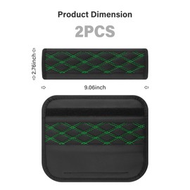 wedfish 2PCS Car Seat Belt Cover Pads,Leather Seatbelt Covers Protect Shoulder and Neck Car Accessories Interior,Universal Car Seat Strap Pads Car Decorations for Most Cars Trucks (Black/Green)