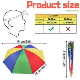 Norhogo Pack of 3 Parasol Hat, Rainbow Umbrella Hats, Head Umbrella, Fishing Hat, Foldable Beach Umbrella for Carnival, Carnival, Festival, Beach & Outdoor Activities, Random Colour, multicoloured