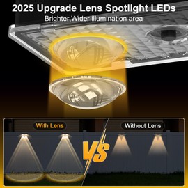 Solar Fence Lights Outdoor 8 Pack, Warm White & Cool White & 6 Colored+RGB Color Changing, High Brightness LED Spot Lens Deck Lights Dusk to Dawn for Backyard Stair Railing Patio Wall, IP65 Waterproof