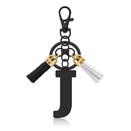 Letter A-Z Keychain with Tassel Initial Letter Keyring for Purse Backpacks Handbags Initial Keychain Gifts for Friend Colleague Anniversary Christmas Birthday Gift Alphabet Initials Keyring (Letter J)