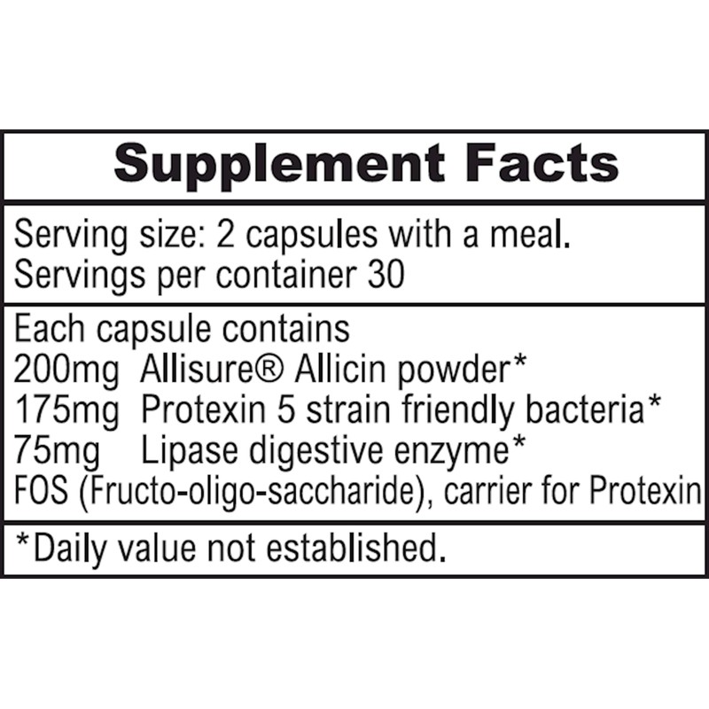 ALLIMAX Pre Pro - 60 Caps. Stabilized allicin Plus prebiotics,