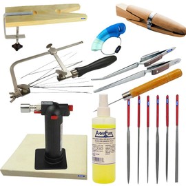 Jewelry Making Kit Basic Tools Set 12 Pcs – PortableTorch Saw Frame Files Tweezers Ring Clamp,etc
