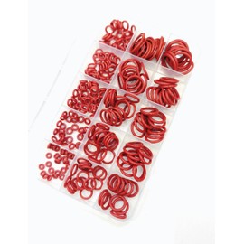 225 PCS Red Metric Silicone O Ring Assortment Rubber Silicone Seal Kit -O-Ring Seals with Different Sizes ranging from 6mm to 20mm in Outer Diameter