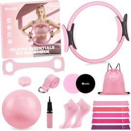 Pilates Workout Kit for Women, Ring, Ball, Resistance Bands, Core Sliders and Yoga Strap for Home Fitness Training