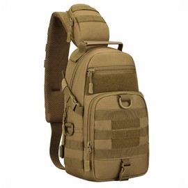 PHOENIX IKKI Tactical Outdoor Crossbody Ambidextrous Body Bag One Shoulder Sports Bag, Braun