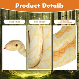 BRINJOY Giant Snake Stuffed Animal, 149 inch Large Lifelike Jumbo Animal Plush Toy for Kids, Curving Huge Snake for Boys & Girls Gift on Birthday Baby Shower Party (Yellow)