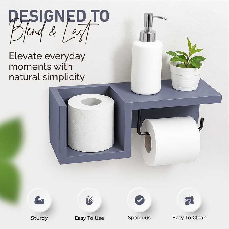 Wooden Toilet Holder (Grey)