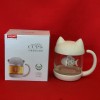 Anya Clear Glass Cat Tea Mug 8 Oz Speckled Base