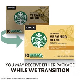 Starbucks Blonde Roast K-Cup Coffee Pods — Veranda Blend for Keurig Brewers — 1 box (10 pods)