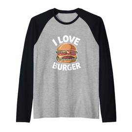 I Love Burger Mouthwatering Cheeseburger Raglan Baseball Tee