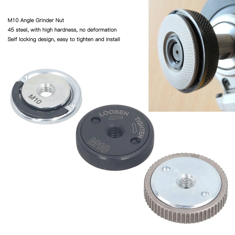 3PCS M10 Angle Grinder Flange Nut Self Locking Pressure Plate