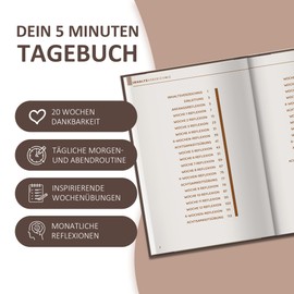 BIROYAL 5 Minute Mindfulness Journal, Gratitude Journal with 192 Pages, Personality Development Journal, Gratitude & Mindfulness Journal to Fill in for Gratitude & Mindfulness, Notebook A5, Brown