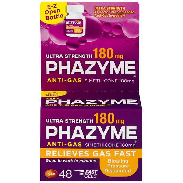 Phazyme Ultra Strength Anti-Gas & Softgels (48 Count (Pack of 2), Ultra Strength 180 mg)