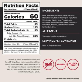 San-J Sweet and Tangy Gluten Free Sauce - Glaze Sauce, Polynesian Sauce, Perfect for Spring Roll Sauce, Polynesian Sauce Chicken, Non-GMO, Kosher - 10 Oz, 6-Pack