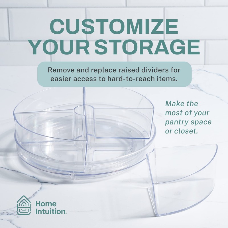 Home Intuition Round Plastic Lazy Susan Turntable Food Storage Container