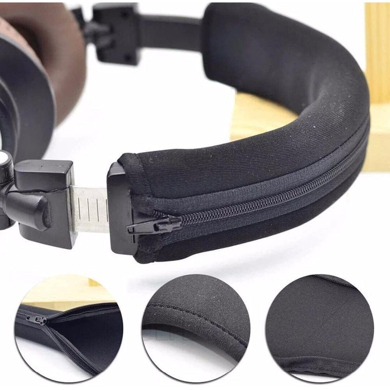 Black Headphone Protector Zipper Headband for Audio Technica ATH MSR7