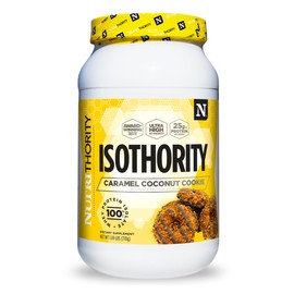 Nutrithority - Isothority Isolated Whey Protein Powder with Ultra-Absorbable Protein and BCAAs to Build Muscle and Accelerate Recovery, Keto Friendly, Low Carbs, Gluten Free (Caramel Coconut Cookie)