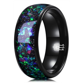 THREE KEYS JEWELRY Men Wedding Bands 8mm Tungsten Galaxy Blue Stone Carbide Ring Real With Infinity Unique Polished for Him Her Black Size 13
