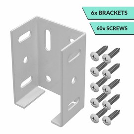 OHIY Heavy Duty Aluminum Fence Bracket for Vinyl Fencing Panel to Post Connection, Metal Replacement for 2.75in Plastic Brackets, Fits 2-3/4" Rails, 6 pcs with Screws
