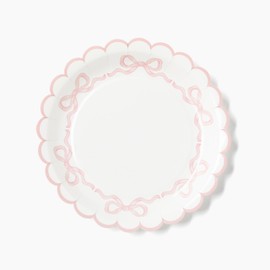 Sweetie Soirées Pink Coquette Bow Dessert Plates - 7"" | 25-Pack | For Pink Bow Theme First Birthdays, Baby Shower, and She's Tying the Knot Bachelorette Party Decor | Premium Quality, ssbow1dessert