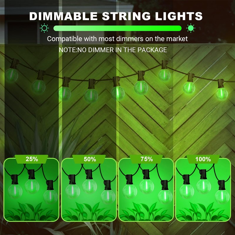 LAMPHOME LED Outdoor String Light, 26Feet Patio Lights with 12+1