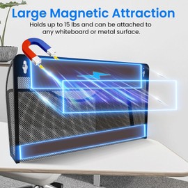 KZWKRG Magnetic File Holder, Magnetic File Folder Holder, No Drilling Installation, Magnetic Mail Holder File Organizer for Whiteboard,Office,Refrigerator,File Cabinets,Classroom