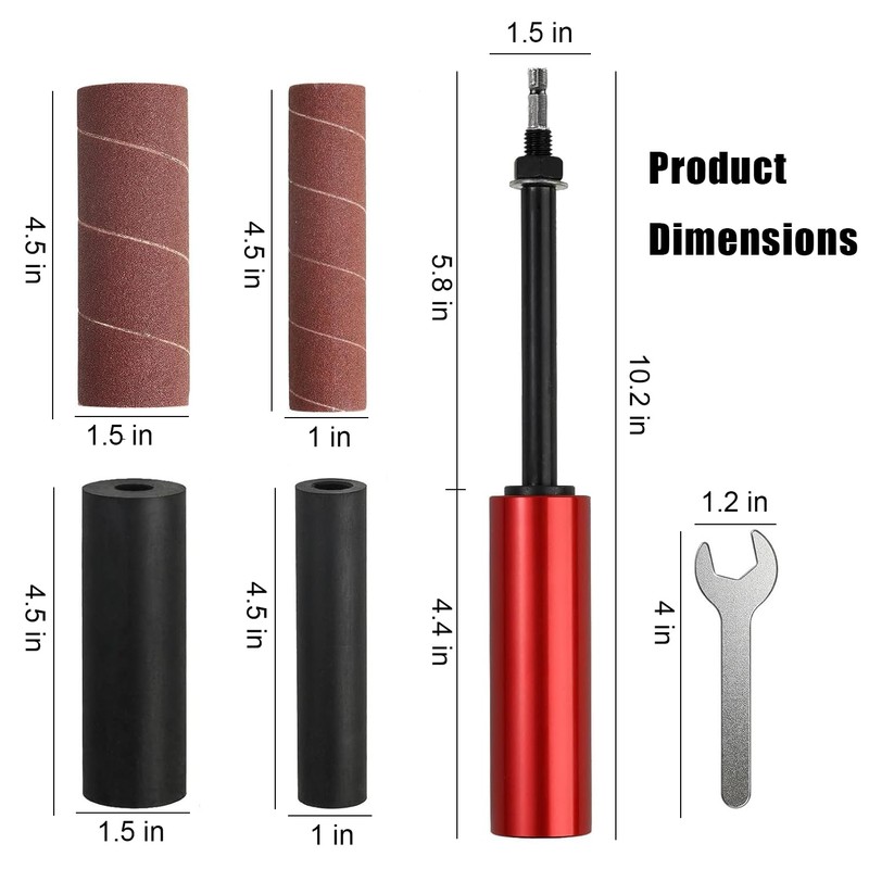 Portable Spindle Sander Drum Sander Set Hand-Held Rubber Sanding Drum