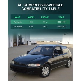 SCITOO AC Compressor for Honda Civic 1.5L for Honda Civic 1.6L for Honda Civic del Sol 1.5L for Honda Civic del Sol 1.6L for Honda CR-V 2.0L 1992-1993(2050 38810P06A03 38810P07024)
