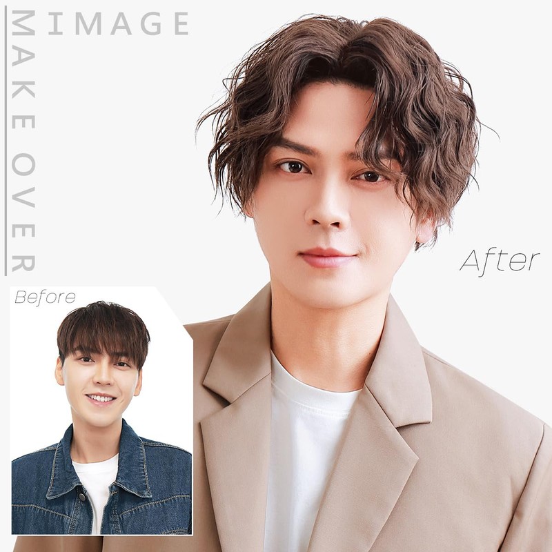 TefuRe MEN-007Lt Men's Wig, Wig, Rough, Casual Style, Perm, Center