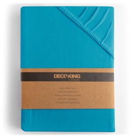 DecoKing Fitted Sheet Double Cotton Jersey Boxspring, Amber Collection, 120x200-140x200 cm Marine