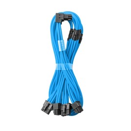 CableMod RT-Series Pro ModMesh Sleeved 12V-2x6 12VHPWR 90° StealthSense PCIe Cable for ASUS/Seasonic/Phanteks - Variant A (Light Blue, 16-pin to Quad 8-pin, 60cm)