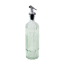Grant Howard Rondo Embossed Glass Oil and Vinegar Cruet with Pourer, 16 oz, Translucent