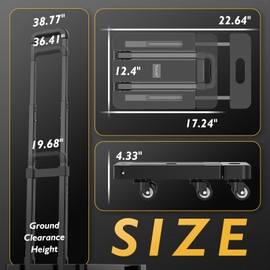 TOOLIOM Folding Hand Truck, 500 lbs Heavy Duty Foldable Luggage Cart with 6 Wheels & 2 Elastic Ropes, Portable Collapsible Dolly Cart with Extendable Base