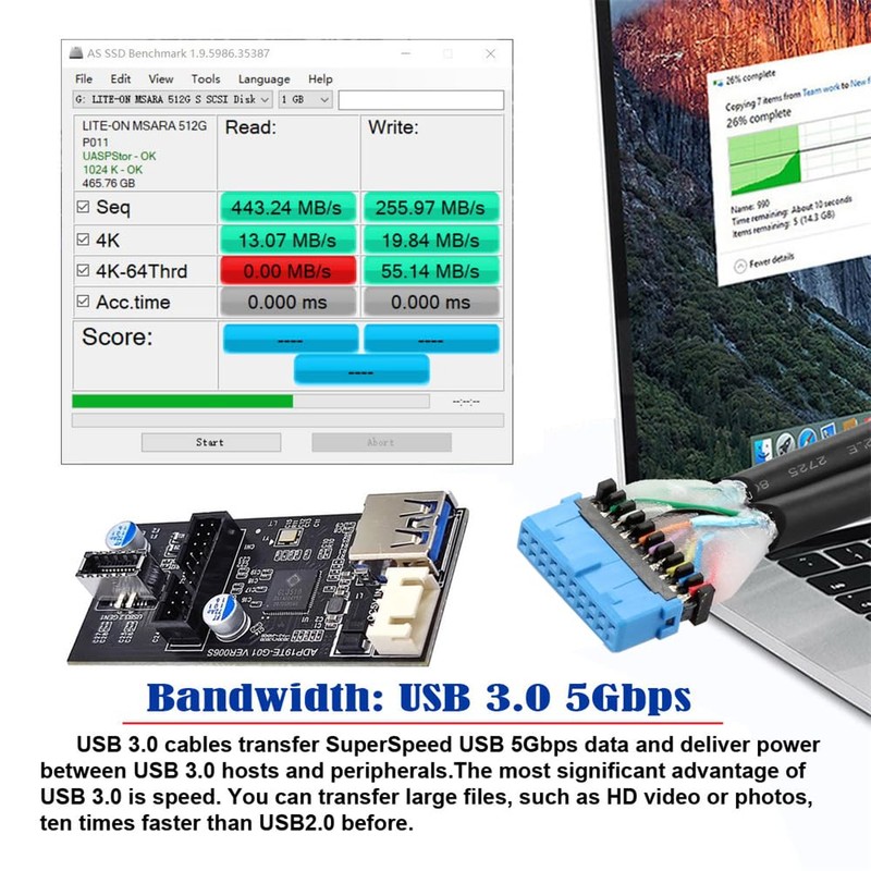 xiwai Dual Ports USB 3.0 19/20Pin & Type-E Female Header