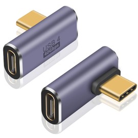 Poyiccot USB C Right Angle Adapter 40Gbps, 8K@60Hz, 100W, USB C 90 Degree Adapter, Right Angle Type C Male to Female Extender Thunderbolt 4 Connector for iPhone/PC/Galaxy S23, 2-Pack