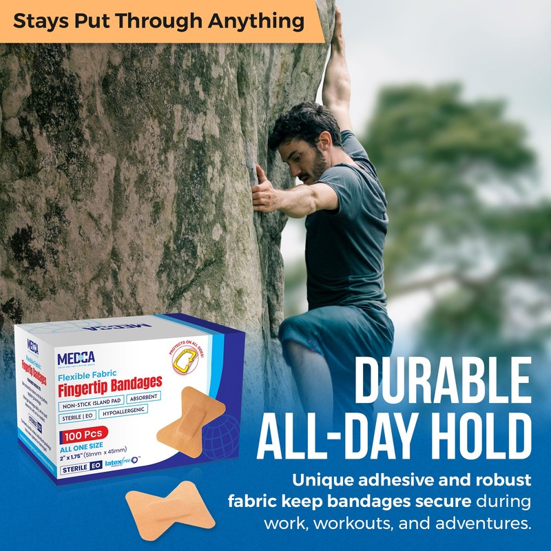 Flexible Fabric Bandages - Flex Fabric Adhesive Bandages Finger-Tip Care