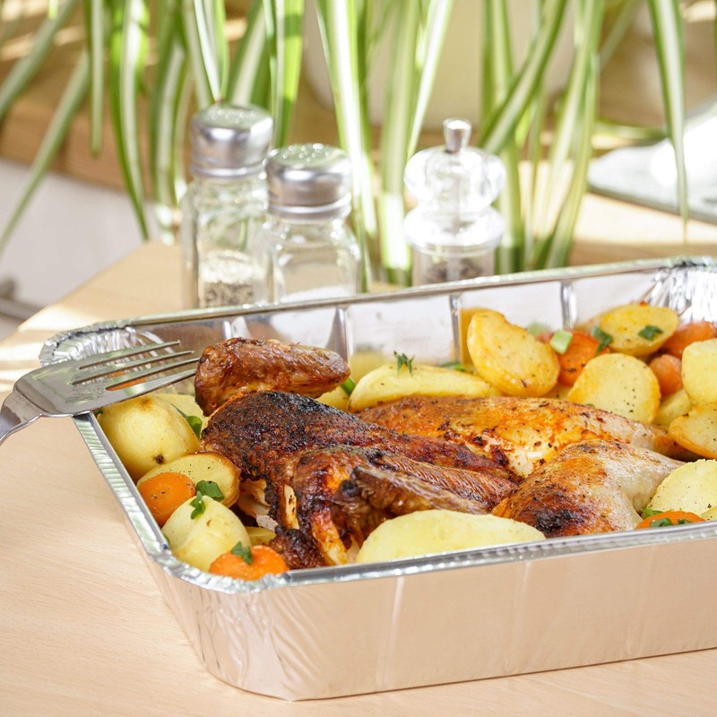 Pack of 10, Extra Deep Rectangular Disposable Aluminum Container Pans