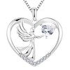 YL Heart Necklace Sterling Silver Angel Wings Love Pendant Cubic