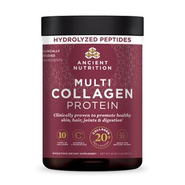 Proteína en polvo de colágeno con probióticos de Ancient Nutrition, proteína de colágeno múltiple sin sabor con vitamina C, 45 porciones, péptidos de colágeno hidrolizados que apoyan la piel y las uñas, salud intestinal, 16 onzas