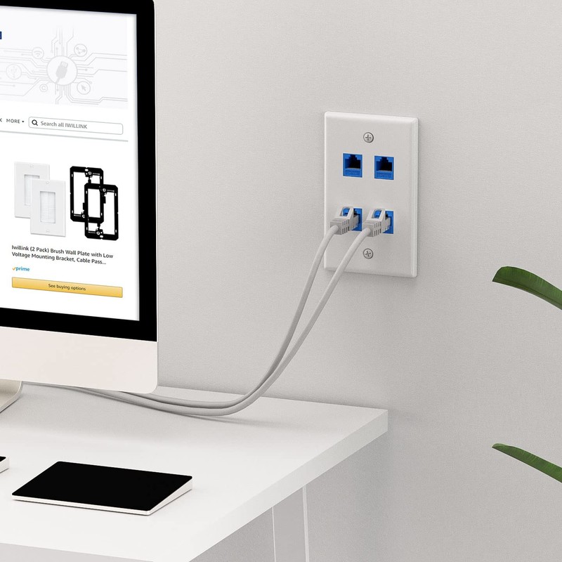 Iwillink (1-Pack) 4-Port Ethernet Wall Plate, Keystone Jack Wall Plate