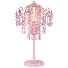 MEIXISUE Small Pink Crystal Bedside Table Lamp End Table Lamp Nightstand Lamp for Bedroom Living Room Office H20.4'' W11.81'' 1-Light E26