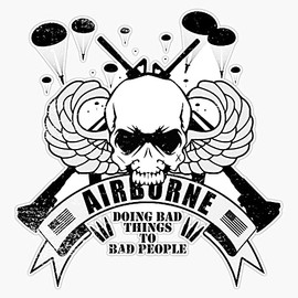 HOF Trading Airborne - Doing Bad Things to Bad People Vinyl Sticker Waterproof Decal Laptop Wall Window Bumper Sticker 5"